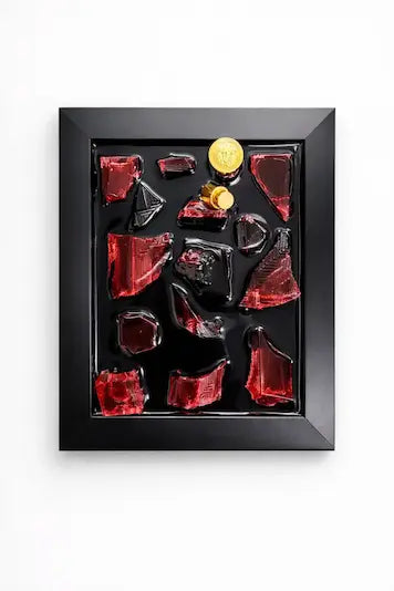 Handmade Perfume Bottle Resin Wall Art Frame – Luxury Epoxy Home Decor (Red Edition)