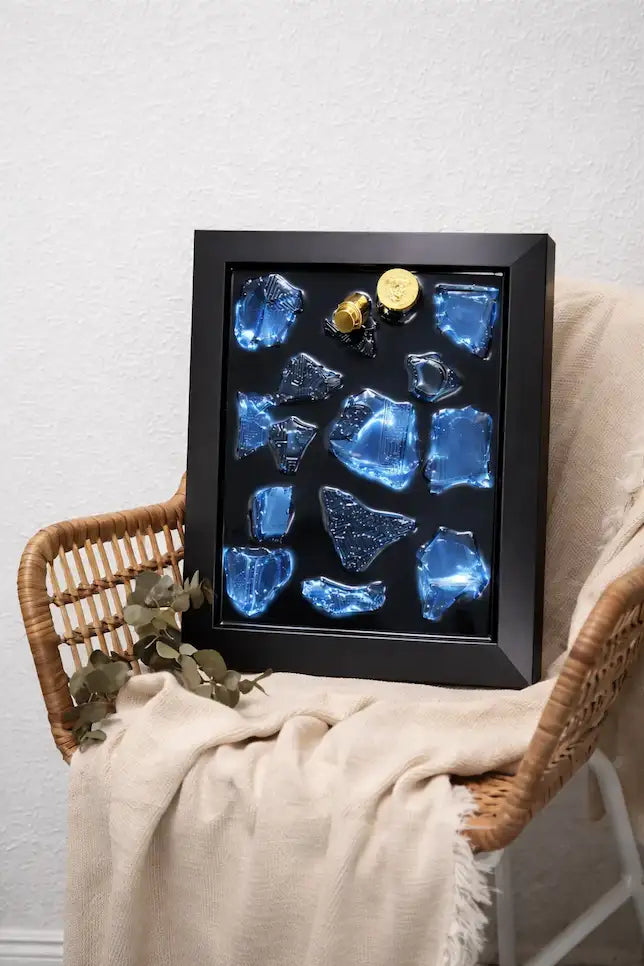 Handmade Perfume Bottle Resin Wall Art Frame – Luxury Epoxy Home Decor (Azure Edition)