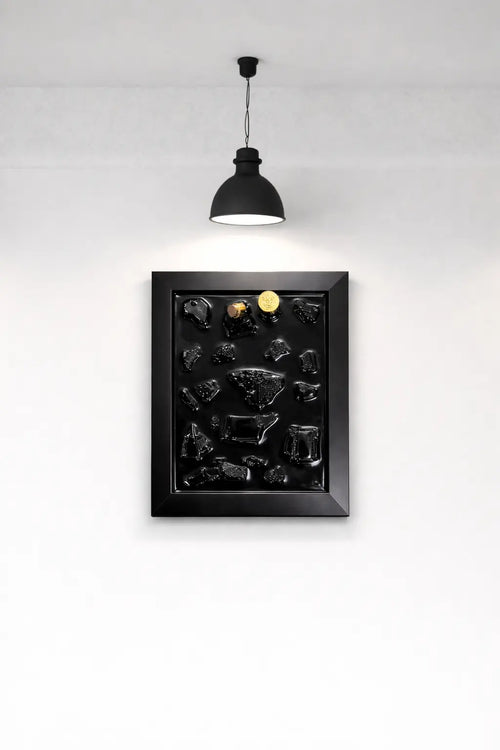 Handmade Perfume Bottle Resin Wall Art Frame – Luxury Epoxy Decor (Obsidian Edition)