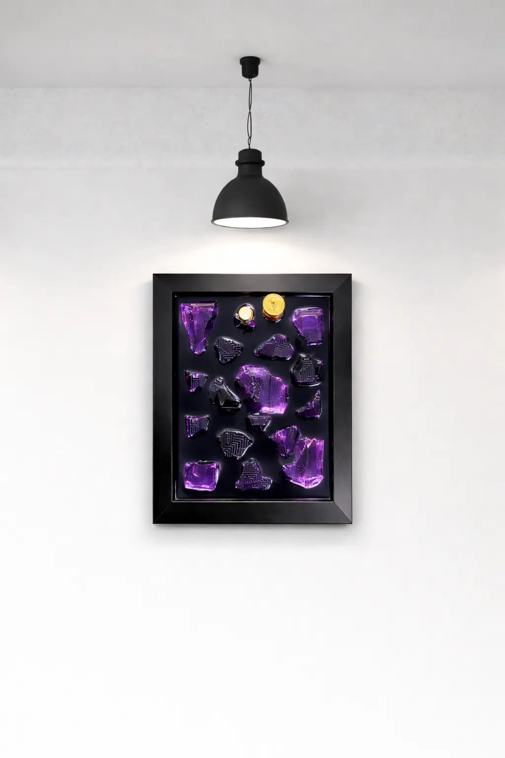Handmade Perfume Bottle Resin Wall Art Frame – Luxury Epoxy Decor (Violet Edition)
